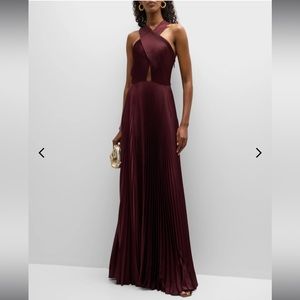 A.L.C. Athena Satin Pleated Dress in Chicory